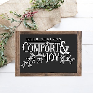 Good Tidings Of Comfort And Joy Wood Sign || Winter Signs || Christmas Framed Signs || Living Room Decor