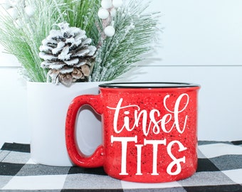 Tinsel Tits Campfire Mug || Funny Christmas Mug || Funny Couples Mug || Gift For Her Christmas