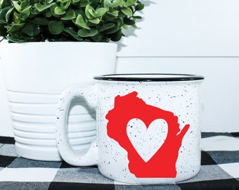 Wisconsin || Campfire Mug || I Heart Wisconsin || Wisconsin Home || Wisconsin Coffee Mug || Coffee Lovers Mug || Cute Wisconsin Mug