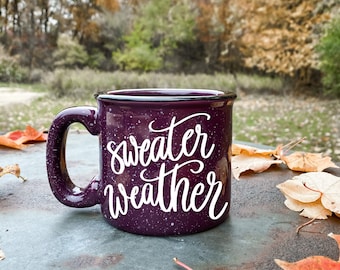 Sweater Weather Campfire Mug || Fall Coffee Cup || Cute Custom Coffee Mug || Best Friend Gift || Coffee Lover Gift || Tea Lover Gift