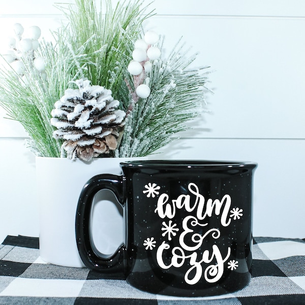 Cute Winter Mug || Warm And Cozy || Campfire Mug || Winter Coffee || Sweater Weather Coffee || Best Friend Gift || Housewarming Gift