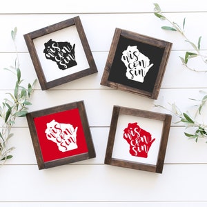 Wisconsin Wood Sign || Hand Painted Sign || Wisconsin Badgers || Home Decor || Gifts for Her || Tiered Tray Signs