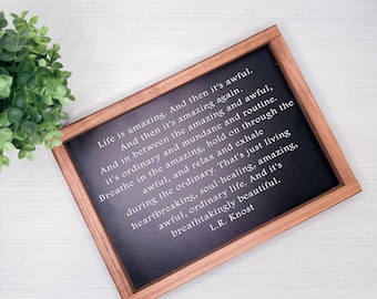 Inspirational Wood Sign | Farmhouse Wall Decor, L.R. Knost Quote (11x15 inches)