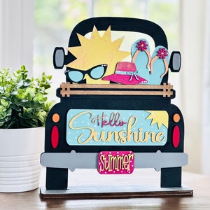 Hallo Sonnenschein Vintage Truck Austauschbare Wohnkultur || Vintage LKW Dekor Stück || Saisonales Wechselschild