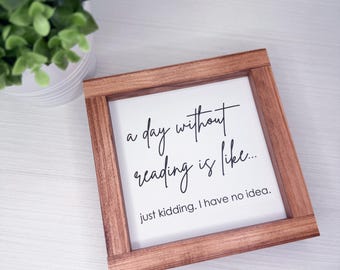 Letrero de madera divertido para leer / Decoración rústica, regalo para amantes de los libros