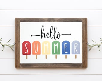 Hello Summer Wood Sign || Home Decor || Summer Sign || Popsicle