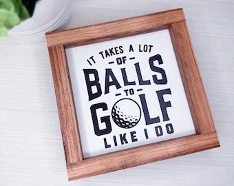 Panneau de golf drôle | Décoration humoristique avec cadre en bois pour homme des cavernes