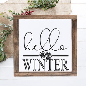 Hello Winter Wood Sign || Winter Wishes Sign || Winter Decor || All Winter || Framed Winter Decor
