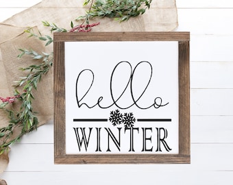 Hello Winter Wood Sign || Winter Wishes Sign || Winter Decor || All Winter || Framed Winter Decor