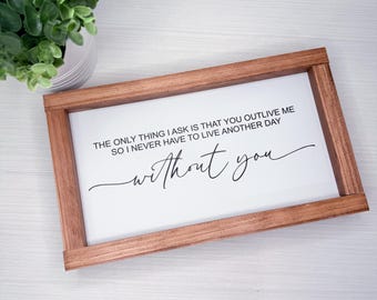 Wood Sign, Farmhouse Framed Wall Decor, Romantic Quote, Modern Art