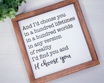 Wood Framed Love Quote Sign | Farmhouse Romantic Anniversary Home Decor
