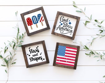 Popsicle || God Bless America || Stars and Stripes || Flag || Wood Signs || Tiered Tray Signs || Small Summer Signs || 4th of July Decor