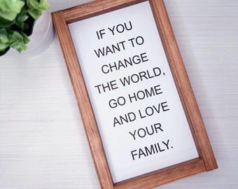 Inspirational Wood Sign | Farmhouse Family Wall Decor, Framed Message