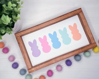 Pastel Bunny Wood Sign