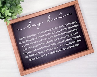 Buy Dirt Wood Sign | Farmhouse Country Home Decor | Framed Wall Art (11x15)