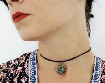 Boho Choker,Bronze Patina,Ethno Choker,Hippie Choker,Short Necklace,adjustable