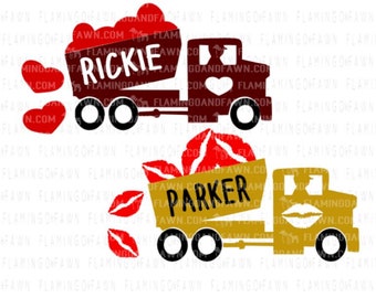 Valentine svg - truck svg - commercial use svg -  file types. .DXF .SVG, .PNG Silhouette studio - cutting file - commercial use