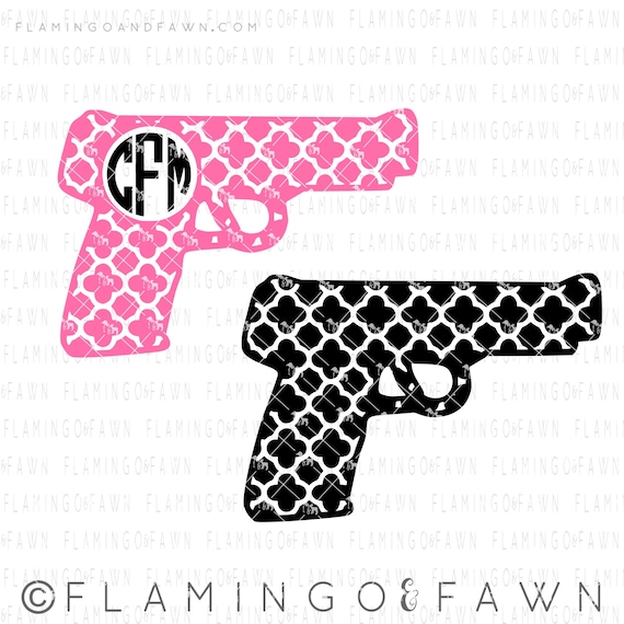 Download Pistol Gun Svg Cutting Files With Monogram For Cutting Etsy