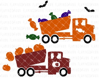 Dump truck halloween svg, halloween svg, boy svg, fall svg, pumpkin svg .DXF .SVG, .PNG Silhouette,cutting file