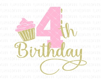 fourth birthday svg, 4th birthday svg, cupcake svg, svg birthday, svg first birthday, svg 4th birthday .SVG .EPS ,DXF Flamingo and fawn