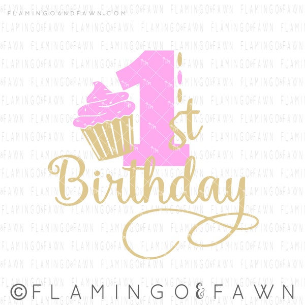 first birthday svg - 1st birthday svg - cupcake svg - svg birthday - svg first birthday - svg 1st birthday, .SVG .EPS ,DXF Flamingo and fawn