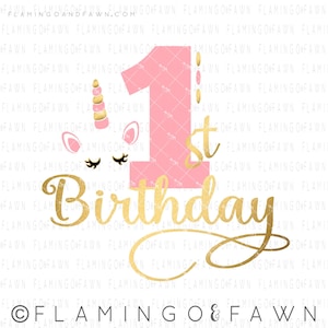 first birthday unicorn svg, 1st birthday unicorn svg, unicorn birthday svg, svg birthday, svg unicorn, svg 1st birthday, .SVG .EPS ,DXF image 1