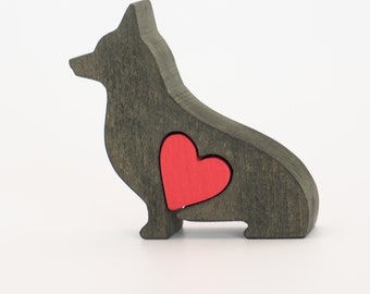 Personalised wooden Corgi, dog memorial gift, Black Corgi owner remembrance present