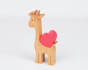 Giraffe figurine with personalised heart, miniature keepsake long distance friendship, Mother's day gift for her first time mum, mom gifts