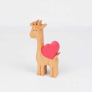 Giraffe figure with personalised heart, miniature keepsake long distance friendship, Birthday gift for her, baby hamper pick me up ornament