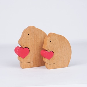 Wooden bear figurines, big brother sister keepsakes, mama bear and papa bear statues, Mother's day gift from bump, Personalised gift for mum