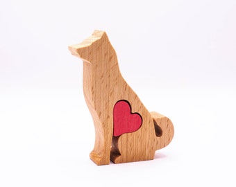 Shiba Inu Holzfigur, kleines personalisiertes Gedenkandenken für Haustierbesitzer, Shibainu-Skulptur, Vatertagsgeschenk für Hundepapa vom Hund