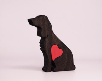 Personalised Cocker Spaniel with engraved love heart, dog owner gift, wooden memorial ornament