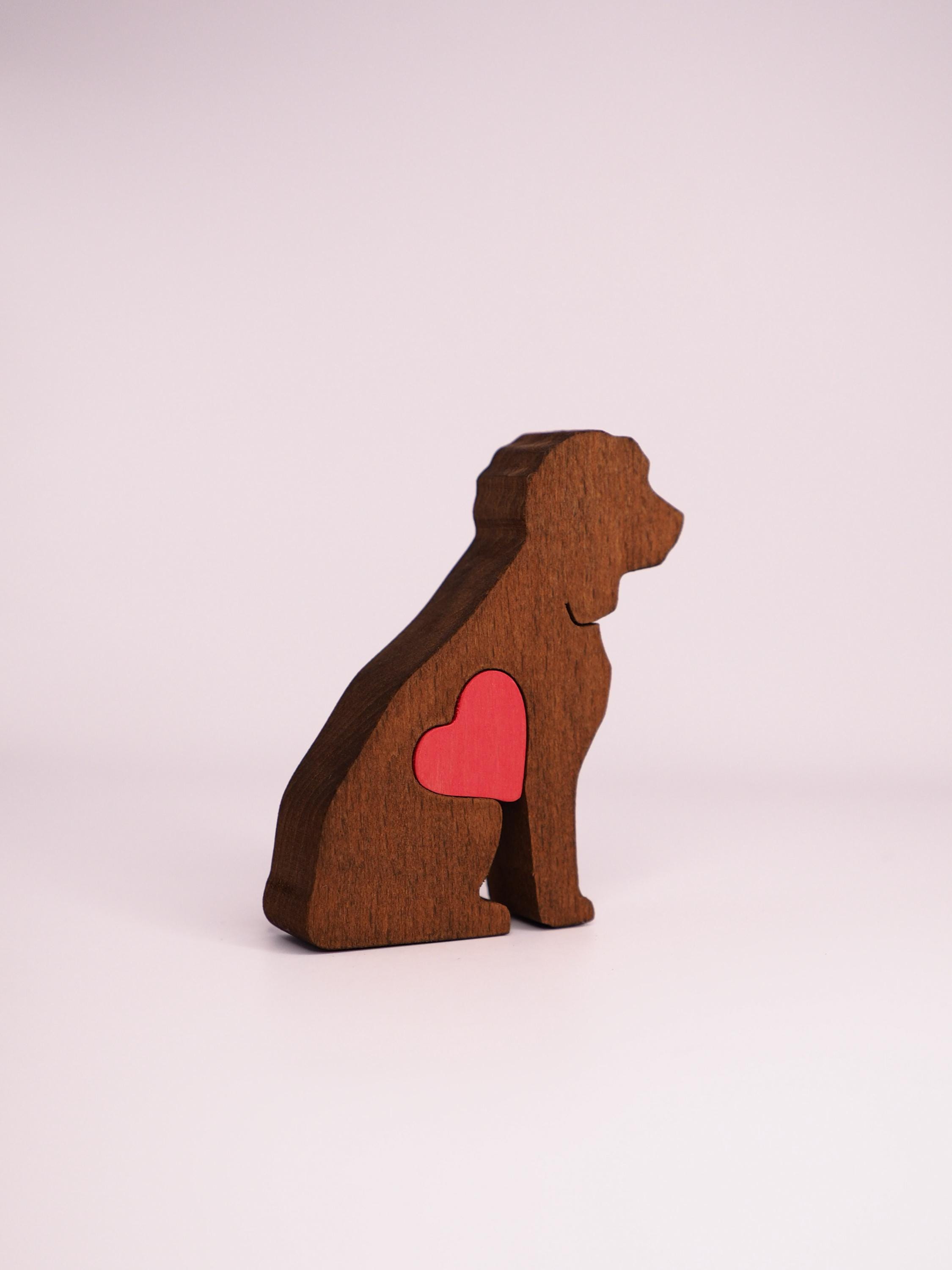 Personalized Cockapoo Wooden Figurine, Engraved Love Heart Memorial ...
