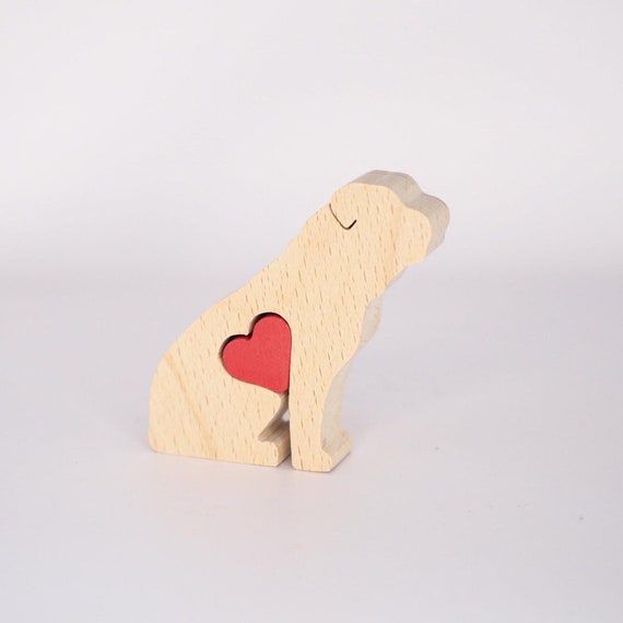 Personalised Bulldog Figurine, Wooden Dog Memorial Keepsake, English Bulldog Father's day gift