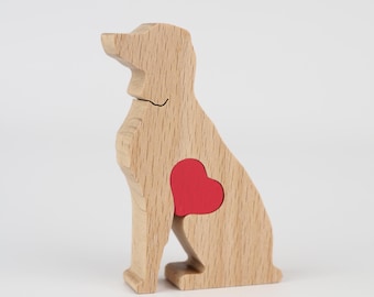 Personalized Irish Setter Figurine, Dog Remembrance Memorial Gift, Wooden love heart dog mum gift