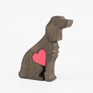 Personalised Cocker Spaniel Wooden Statue, Engraved love heart ornament for dog lover, pet parent gifts image 6