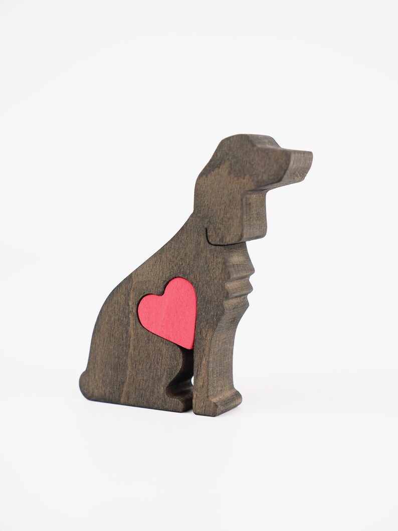 Personalised Cocker Spaniel Wooden Statue, Engraved love heart ornament for dog lover, pet parent gifts image 6
