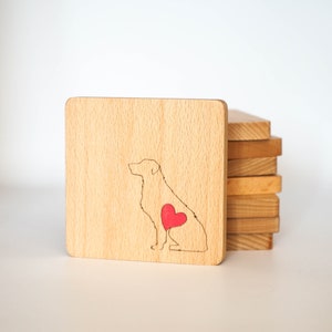 Houten onderzetter Golden Retriever, klein gepersonaliseerd cadeau voor eigenaar goldie, valentijnscadeau voor haar hem, valentijnscadeau hondenliefhebber dierenliefhebber
