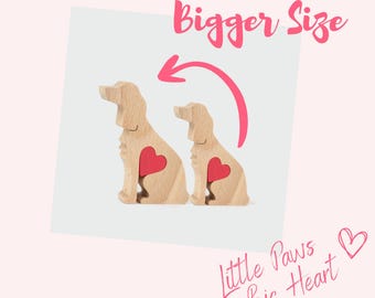 Bigger Size - Little Paws Big Heart dog figurine. Larger than the standard size by 2-3cm