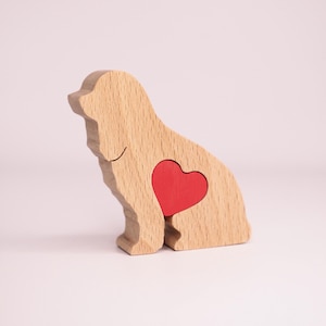 Cavalier personalised heart figurine, wooden Cavalier King Charles Spaniel statue, gift for dog mum dad, farewell memorial dog loss keepsake