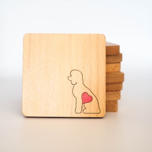 Wooden Poodle Coaster, personalised home decorations for poodle lovers, Mother's day gift for wine lover poodle owner, Love heart coaster