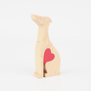 Personalised Wooden Greyhound Figurine, Father's day gift from dog, love heart dog dad present image 2