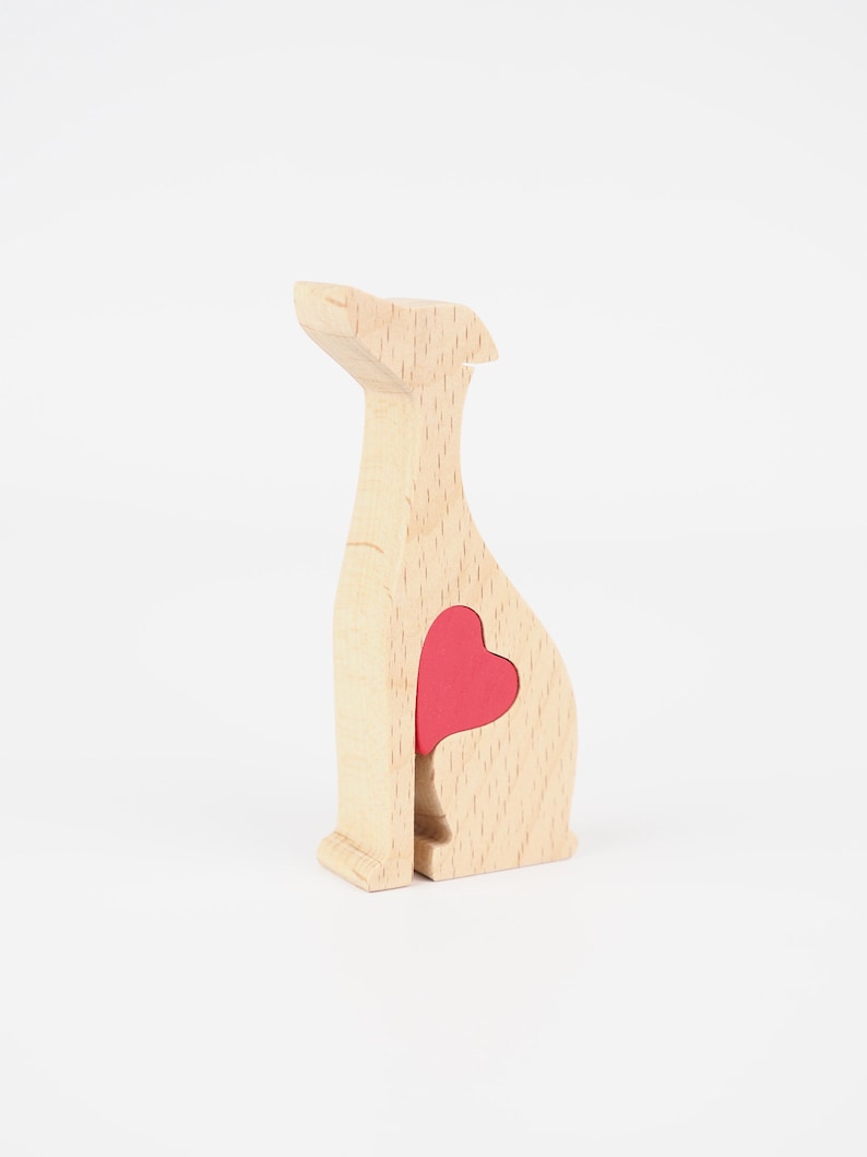 Personalised Wooden Greyhound Figurine, Father's day gift from dog, love heart dog dad present image 2