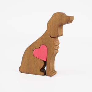 Personalised Cocker Spaniel Wooden Statue, Engraved love heart ornament for dog lover, pet parent gifts Brown