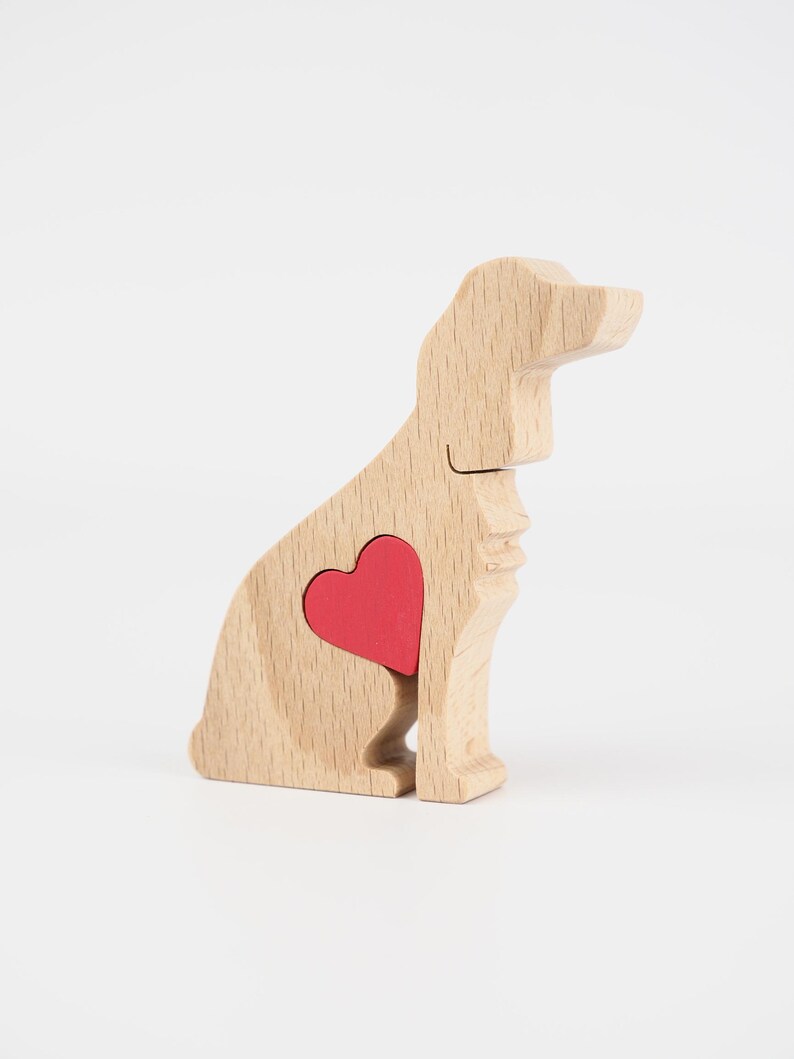 Personalised Cocker Spaniel Wooden Statue, Engraved love heart ornament for dog lover, pet parent gifts image 4