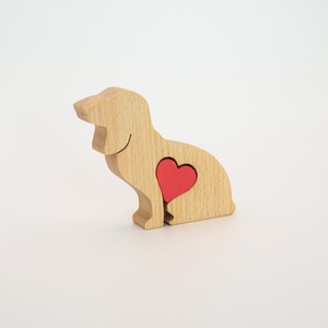 Basset Hound gift with personalised heart, Basset Hound owner wedding keepsake, mantle decorations, Basset hound Mother's day gift for her Natural Wood