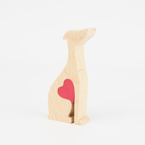 Personalised Wooden Greyhound Figurine, Father's day gift from dog, love heart dog dad present image 3