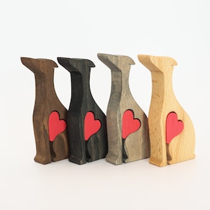 Personalised Wooden Whippet Figurine, father's day dog owner gift, Memorial statue with engraved love heart