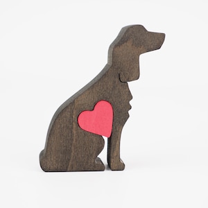 Personalised Cocker Spaniel Wooden Statue, Engraved love heart ornament for dog lover, pet parent gifts Black