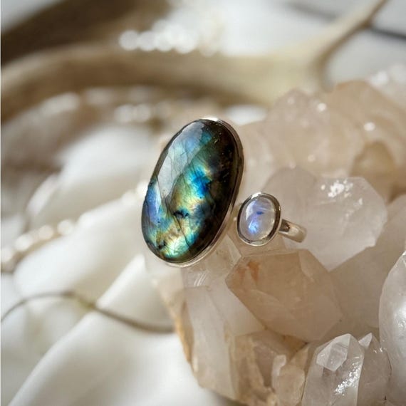 Double Set Precious Gemstone Flashy Labradorite &… - image 3